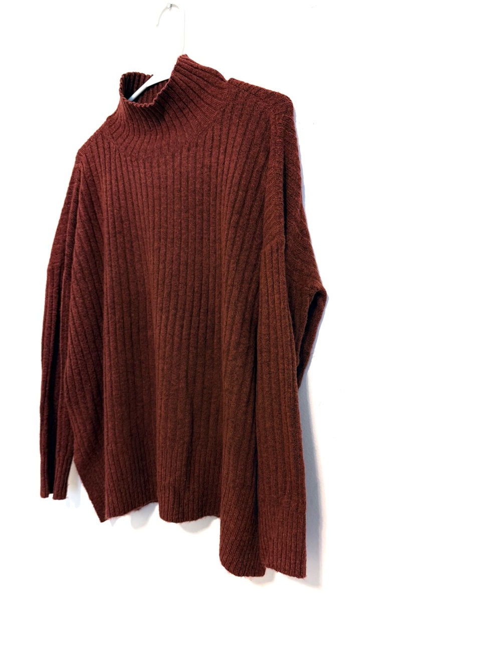 2/$30 LOFT Rust Ribbed Mock Neck Sweater Women’s Small Cozy Soft Tunic Pullover - Picture 5 of 9